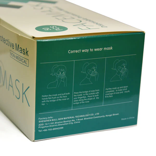 3ply Disposable Protective Face Covering - Mask (With Earloops) - Image 3