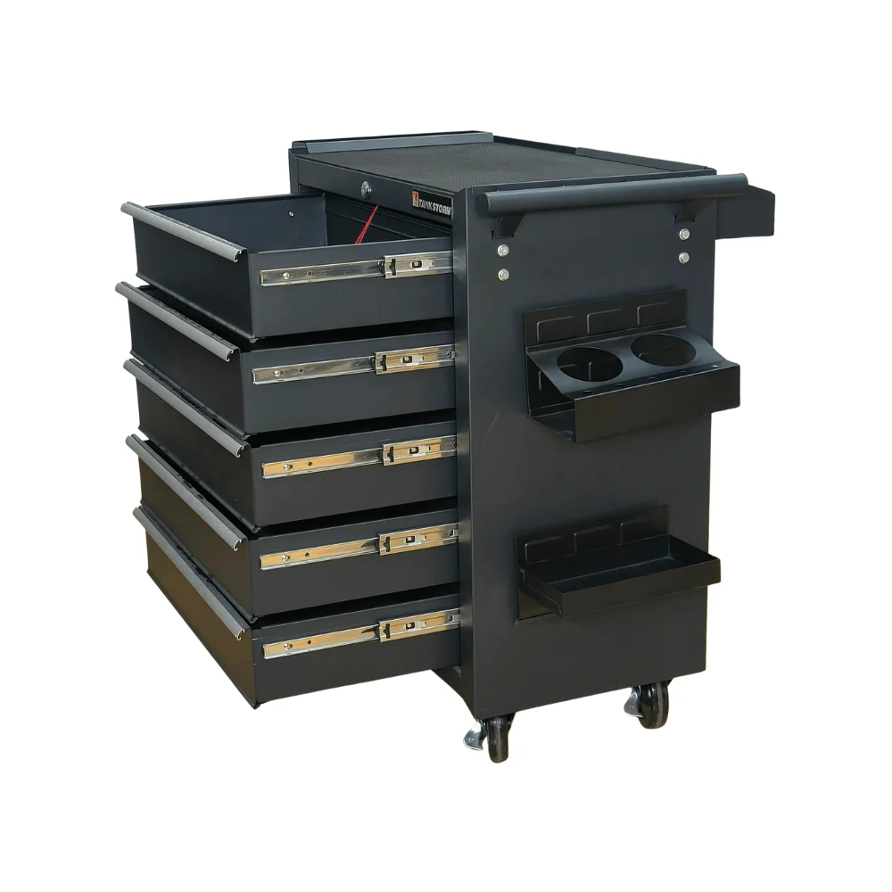 5 Drawer Mobile Tattoo Workstation - Black - Image 3