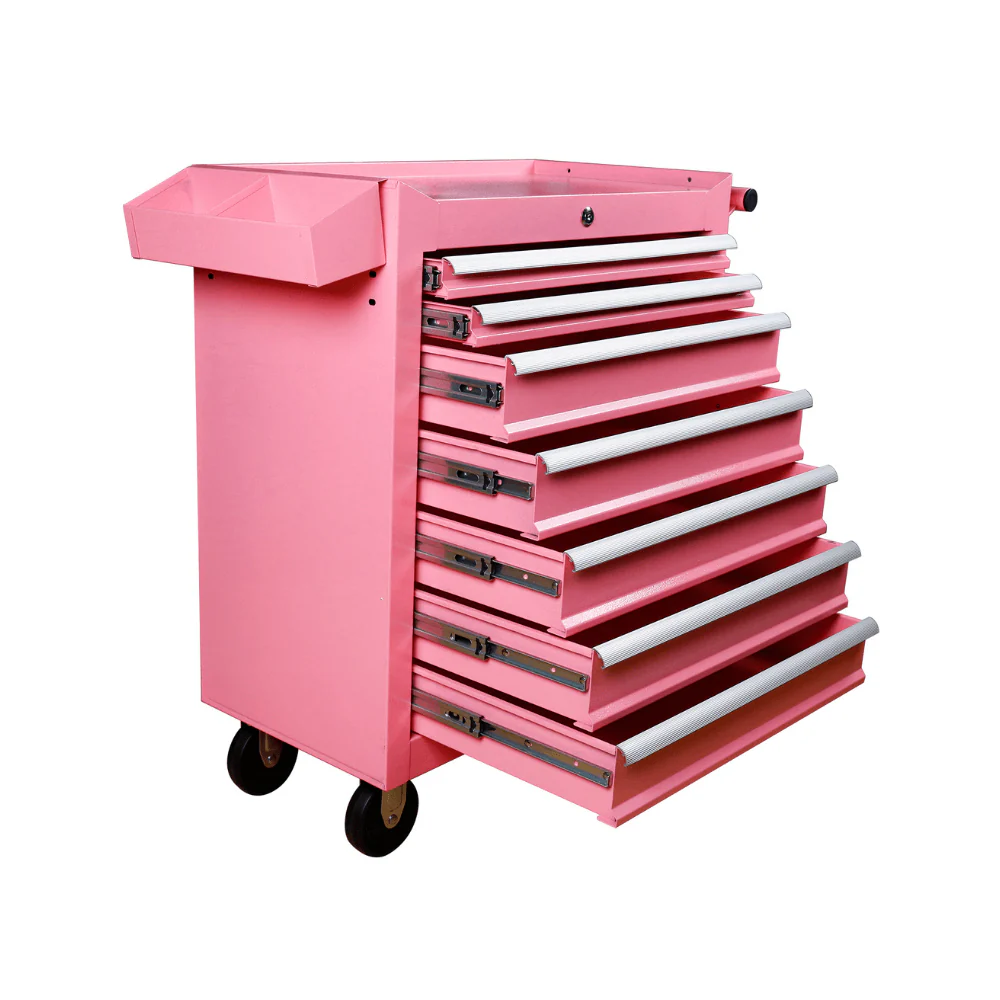 7 Drawer Mobile Tattoo Workstation - Pink - Image 2