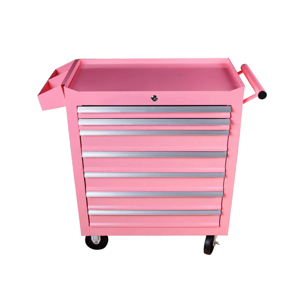 7 Drawer Mobile Tattoo Workstation - Pink - Image 3