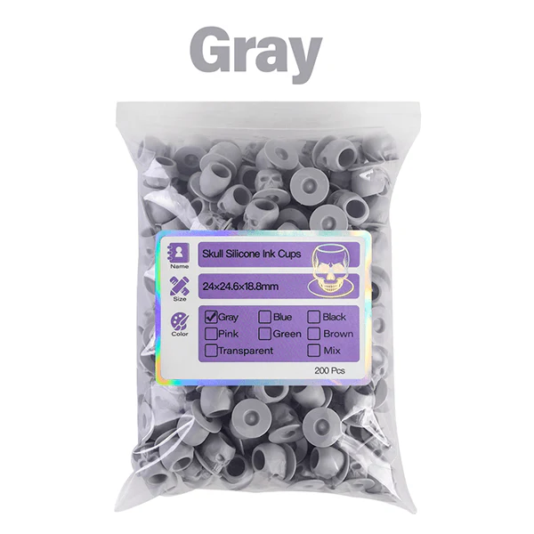 Grey Skull Silicone Ink Cups – Pack of 200 - Image 2
