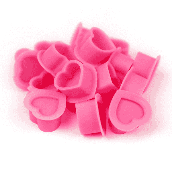 Magnum Silicone Heart Ink Cups - Pink (100)