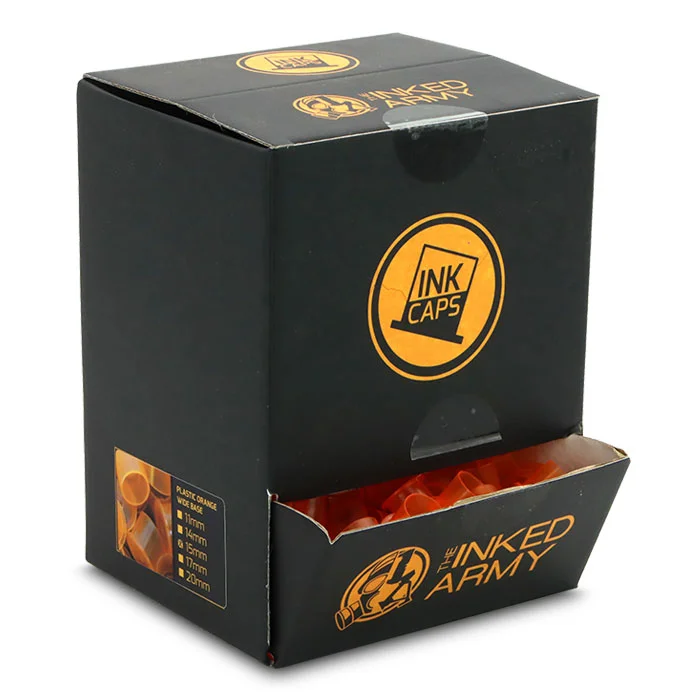 The Inked Army Wide Base Orange Plastic Ink Cups - Image 2