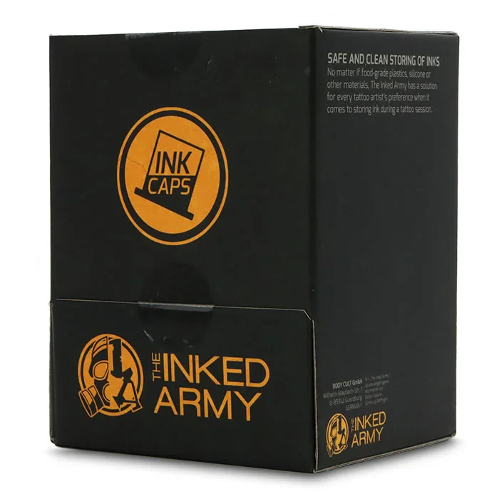 The Inked Army Wide Base Orange Plastic Ink Cups - Image 3
